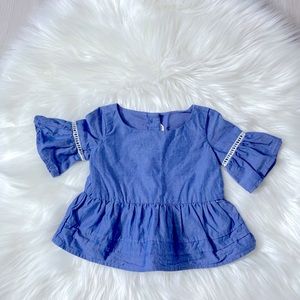 Janie and Jack Denim & Lace Shirt 3/6M